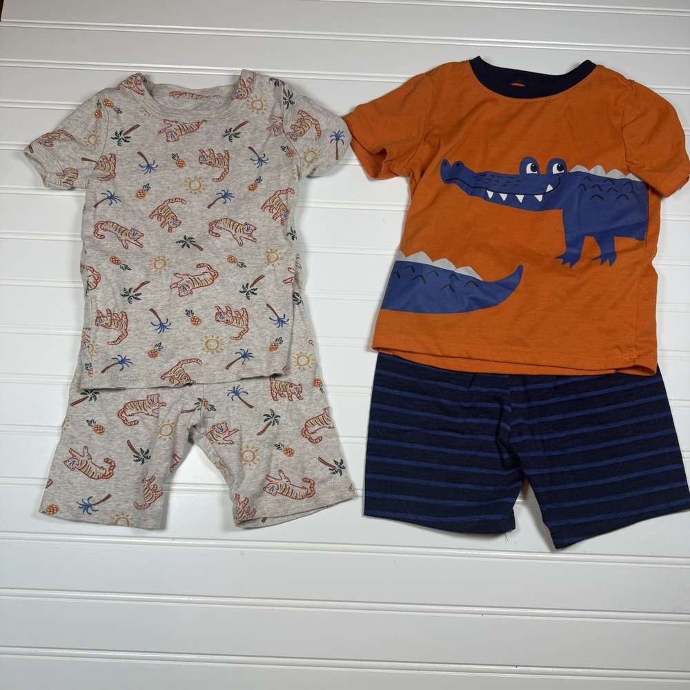 Two Pairs Of 3T Pajamas Short Sleeve And Shorts Wonder Nation And Dip Animals